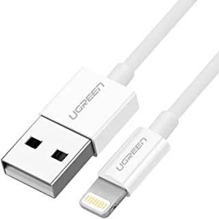 UGREEN Nickel Plating ABS Shell Charging And Data Transmittion Cable (2.4A -1M), USB-A To Lightning Plug Compatible With Apple iPhone iPad Airpods - White