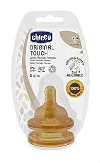 Chicco original touch baby bottle teat 2m+ adjustable 2 pc