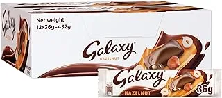 Galaxy Hazelnut Chocolate, Pack of 12 x 36g, Moments of Pleasure with Galaxy Smooth and Silky Chocolate Filled with Hazelnut Chunks