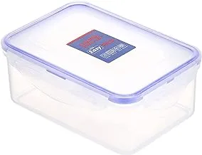 Zahran rectangular food container silicon with lock, 1 litre, blue/clear - 6000502