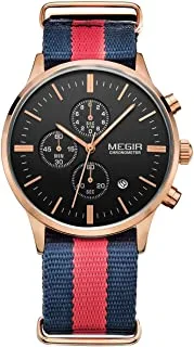 Megir ml2011gbe/rd-1n0 analog cloth watch for men