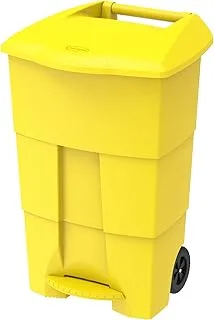 Cosmoplast IFHHXX317YL Plastic Step-On Waste Bin With Pedal & Wheels, 125 Liters - Yellow