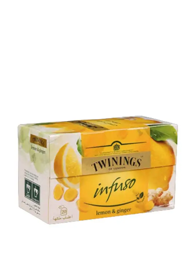 Twinings Infuso Lemon Plus Ginger Green Tea Pack of 20