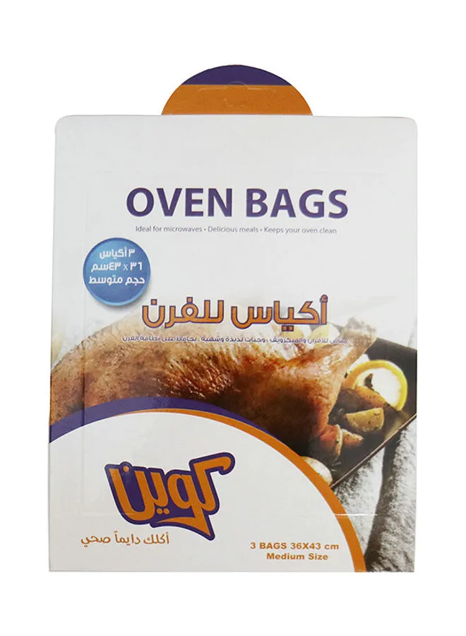 Queen 3-Piece Oven Medium Food Bags Clear 36x43centimeter