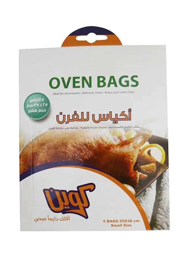 Queen 5-Piece Oven Small Food Bags Clear 25x38centimeter