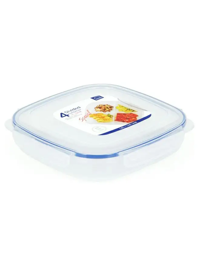 LocknLock Plastic Lock Food Container With 4 Divider Clear 1.35Liters