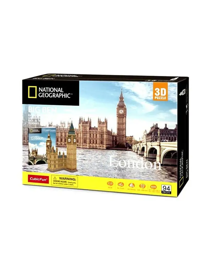 CubicFun 94-Piece London Big Ben 3D Puzzle Playset 25.7x20.9x49.2cm