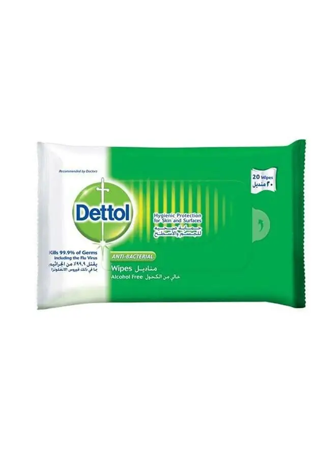 Dettol Anti Bacterial Wet Wipes, 20 Wipes Multicolour