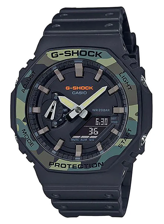 G-SHOCK Round Shape Resin Band Analog & Digital Wrist Watch 52 mm - Black - GA-2100SU-1ADR