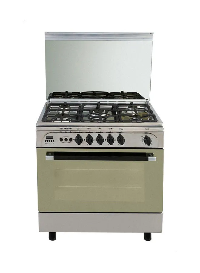 Fresh Full Stainless Gas Cooker Moderno 80 X 55 Cm Full Safety With Timer And Cast Iron With Gas Shut Off Timer Safety 500007530 Silver