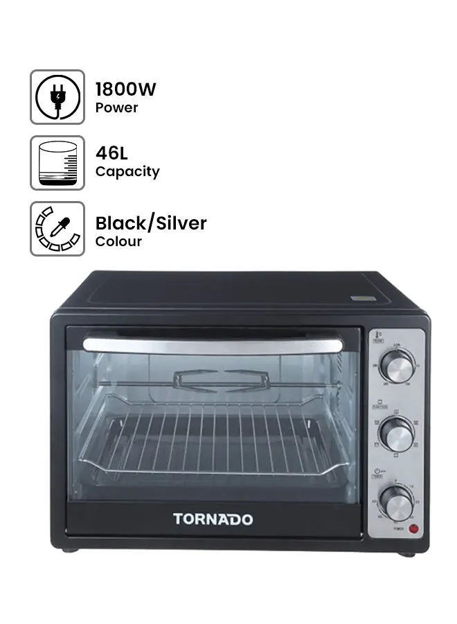 TORNADO Electric Oven Grill 46 L 1800 W TEO-46NE(K) Black / Silver