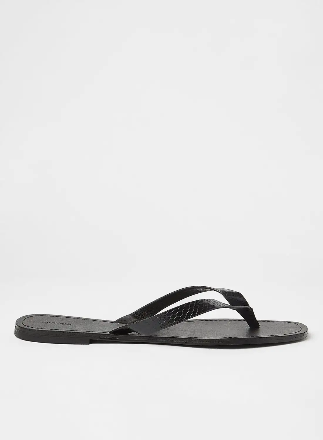 Pimkie Snake Skin Effect Flat Sandals Black