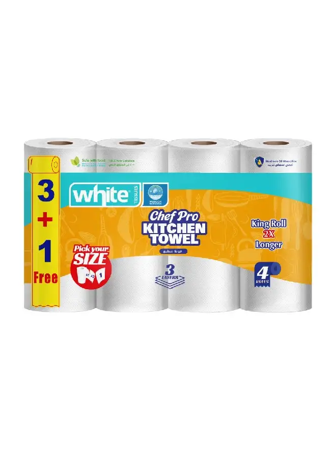 White Kitchen Roll - Pack of 4