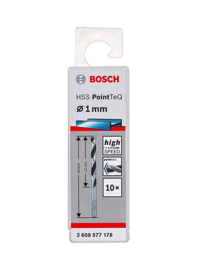 BOSCH Hss Twist Drill Bit Pointteq  Pack Of 10 Silver 1mm