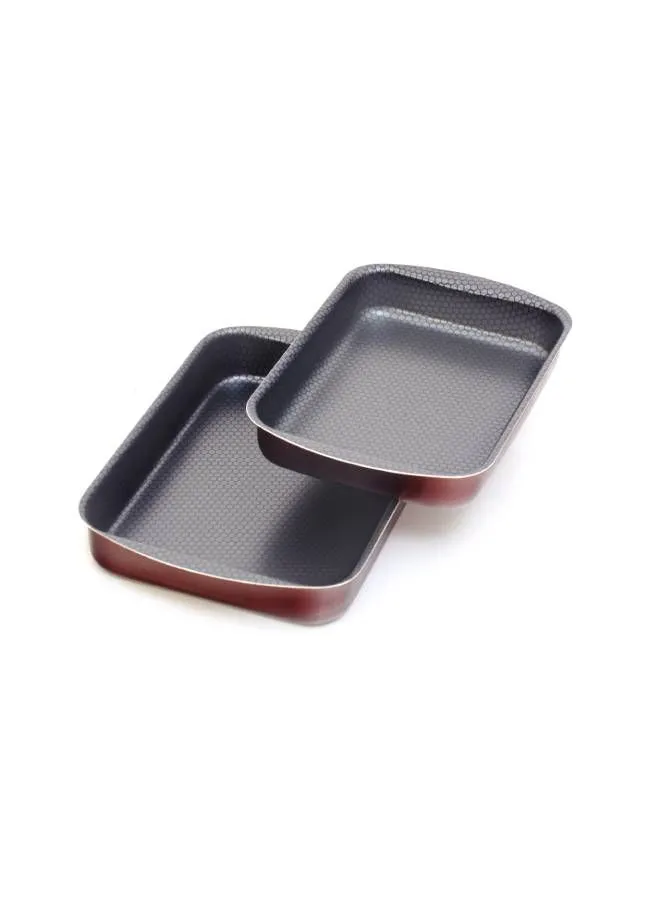 TRUEVAL 2-Piece Rectangular Oven Tray Set Dark Red 30,35cm