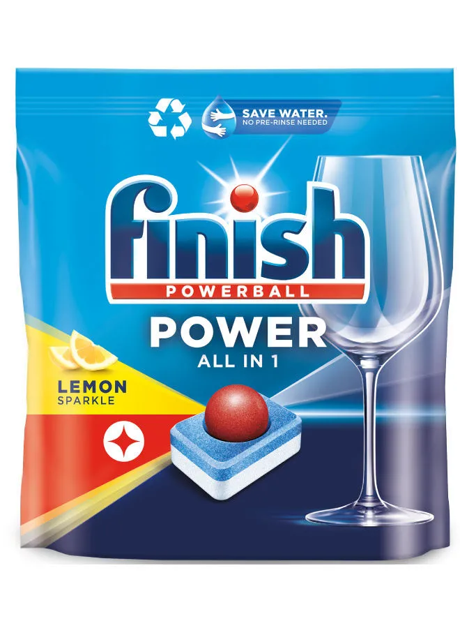 Finish Lemon Sparkle Powerball Dishwasher Detergent All in One Max Tablets for Powerful Clean Everytime, 20 Tabs Blue/Red/White 320grams