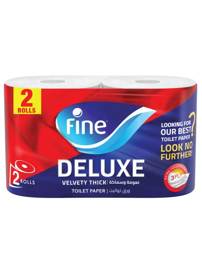 Fine Deluxe - 3 Ply Toilet Tissue Paper - 2 Rolls