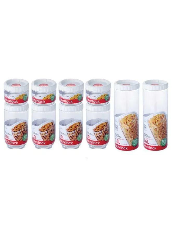 LocknLock 10-Piece Inter Lock Spice Jars With Lid Set Clear 0.5-1-1.6Liters