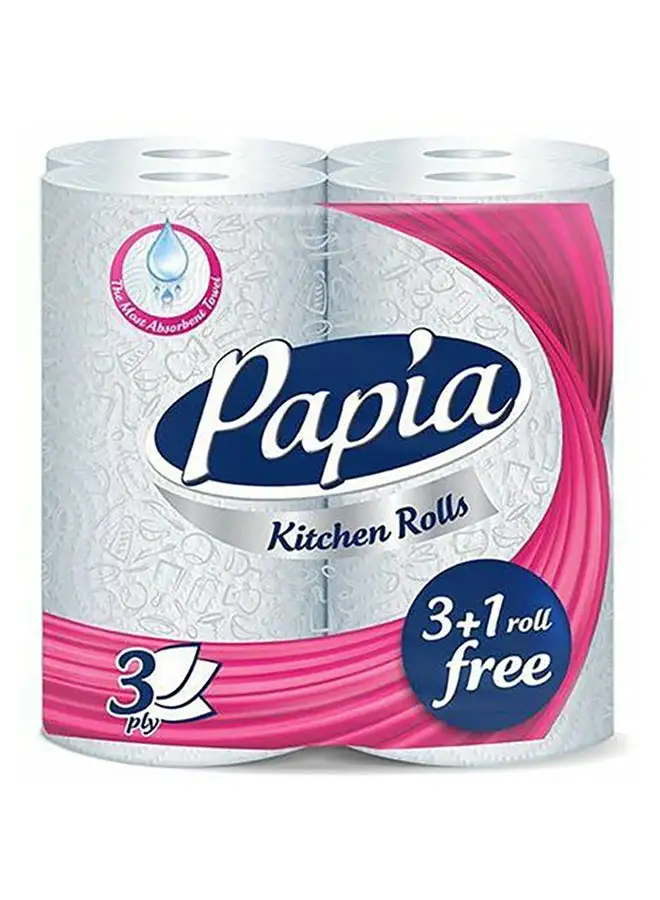 Papia Kitchen Roll - Pack of 4 White