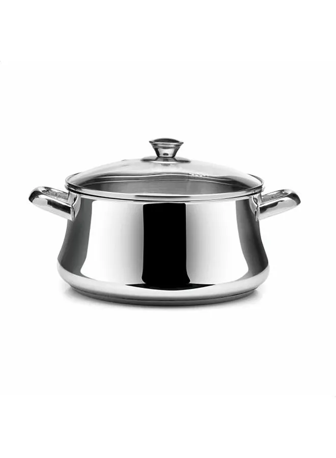 Zahran Stainless Steel Cooking Stewpot With Glass Lid Silver 24cm