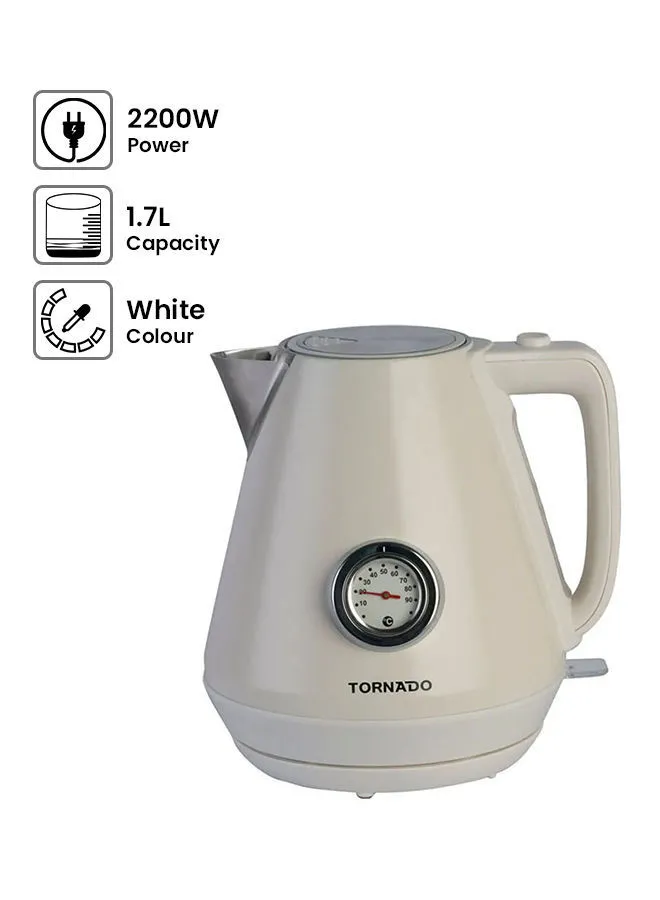 TORNADO Stainless Steel Kettle 1.7 L 2200 W TKP-2217-TC White