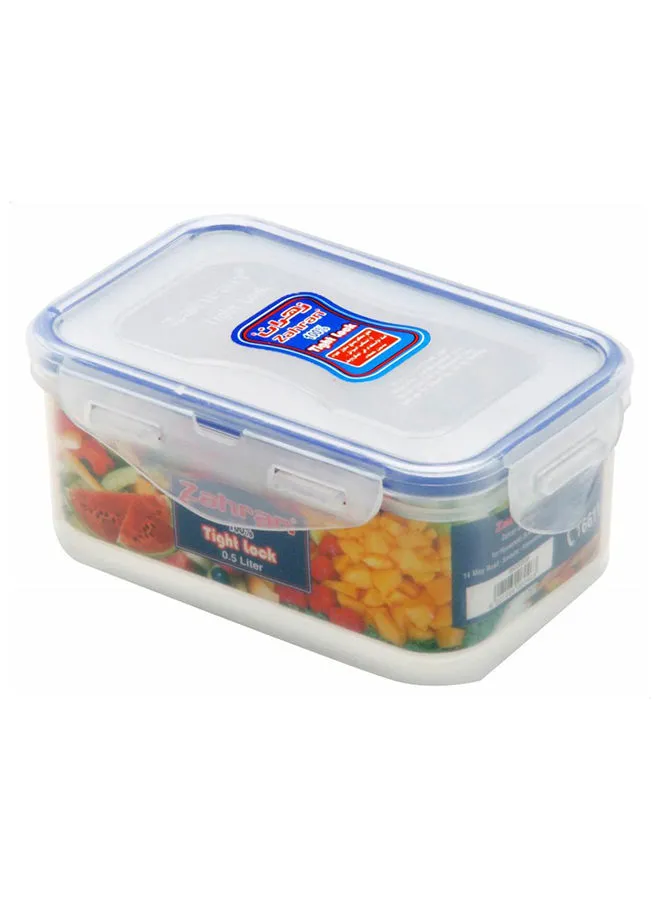 Zahran Zahran Rectangular Food Container Silicon With Lock – 6000500 Blue / Clear 0.5Liters