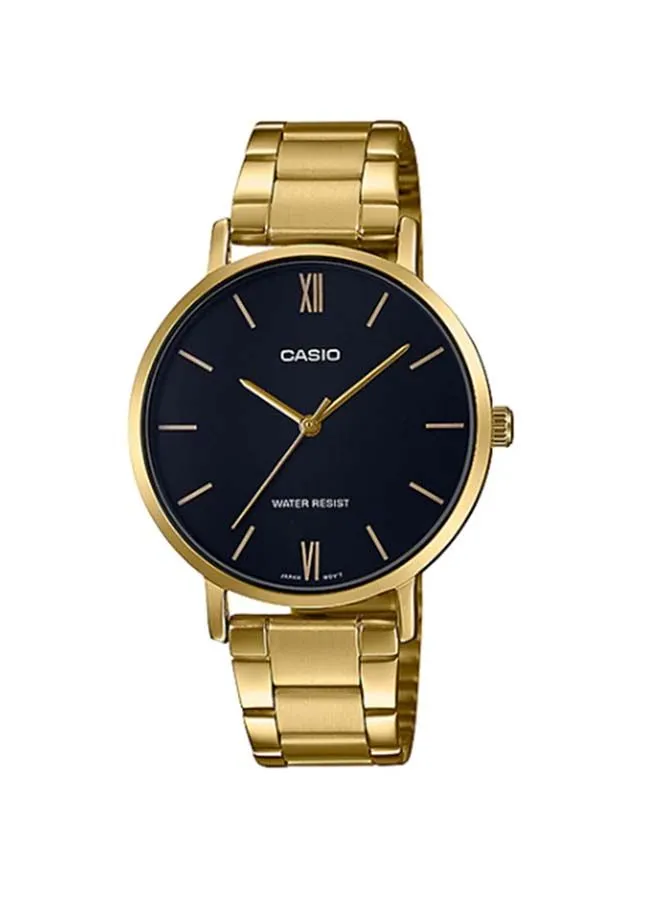 CASIO ساعة يد من الستانلس ستيل بعقارب LTP-VT01G-1BUDF - 34 ملم - ذهبي