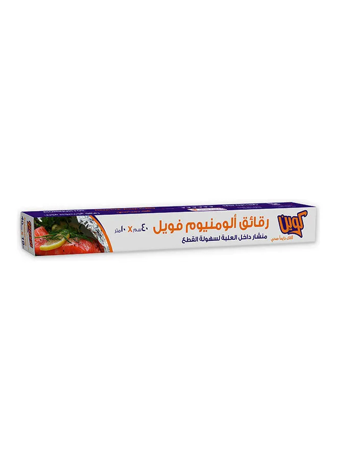 Queen Aluminium Foil With Cutter Silver 40 cm x10 m