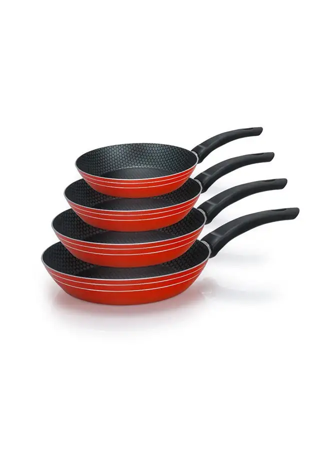 TRUEVAL 4 Pcs Frying Pan Set Red 18/20/24/30cm