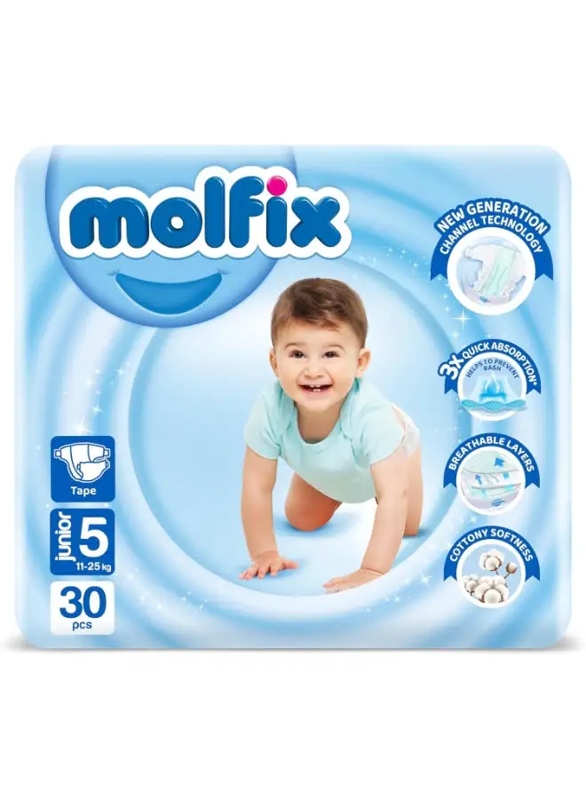 Molfix 30-Piece Junior Twin Bag 3D Baby Diapers Size 5 - 11 To 25 kg