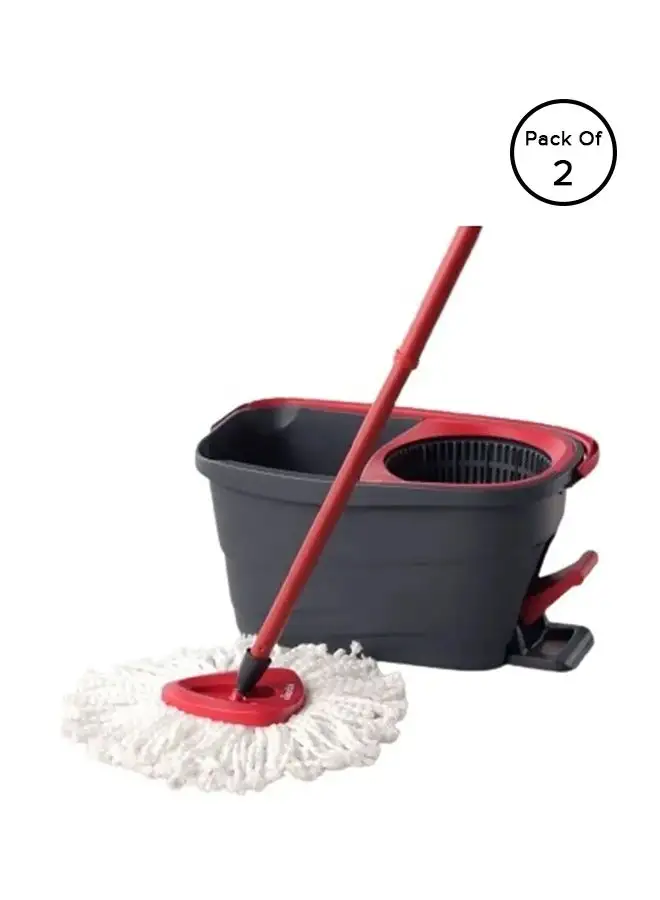 Vileda Turbo Smart Spin Microfiber Mop and Bucket Set Grey/Red 23×46×24cm