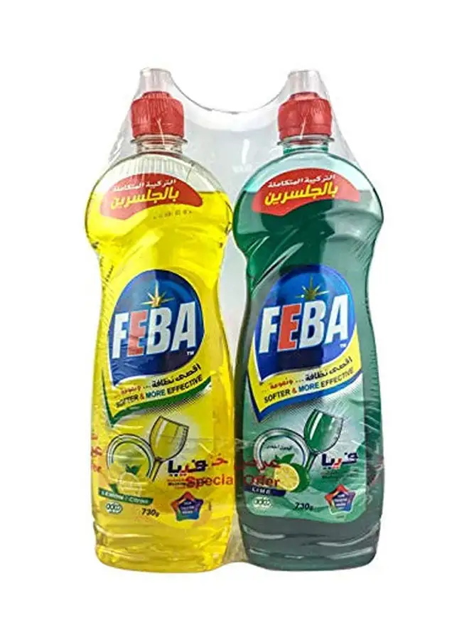 FEBA Liquid Dish Washing multi-smelling- 2 Pieces 680ml Multicolour