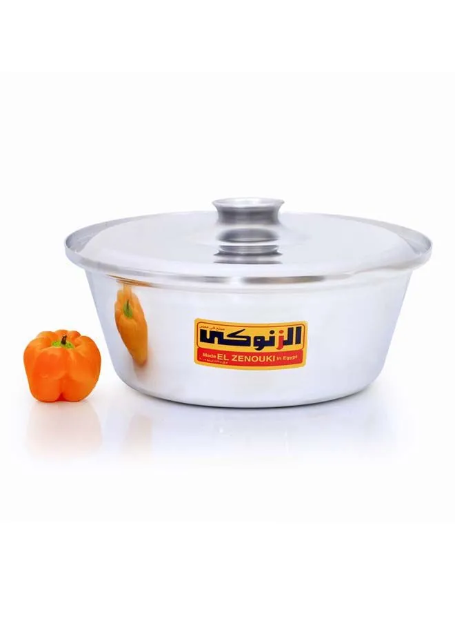 El Zenouki Aluminium Shawerma Pot - Silver Size 30