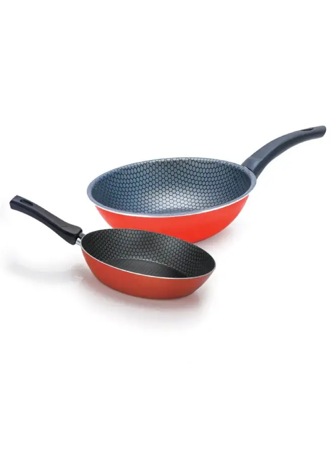 TRUEVAL Deep Fry And Free Frying Pan Set Red 24/14cm