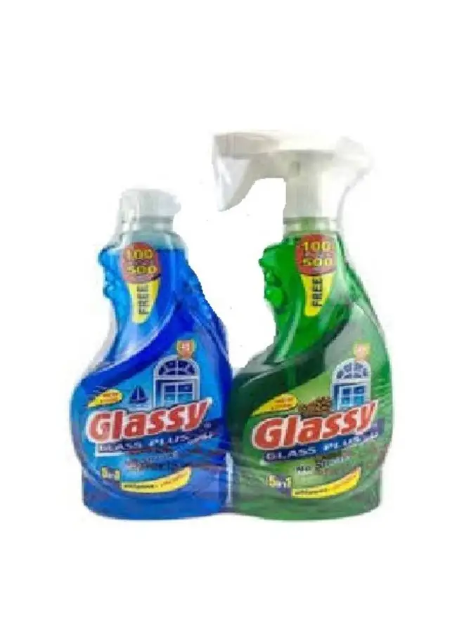 Glassy 2 Pieces Glass Cleaner with Cleaning Cloth Multicolour 600ml