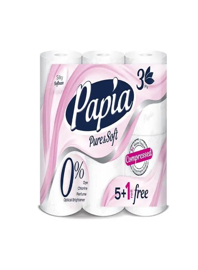 Papia Compressed Toilet roll - Pack of 6 White