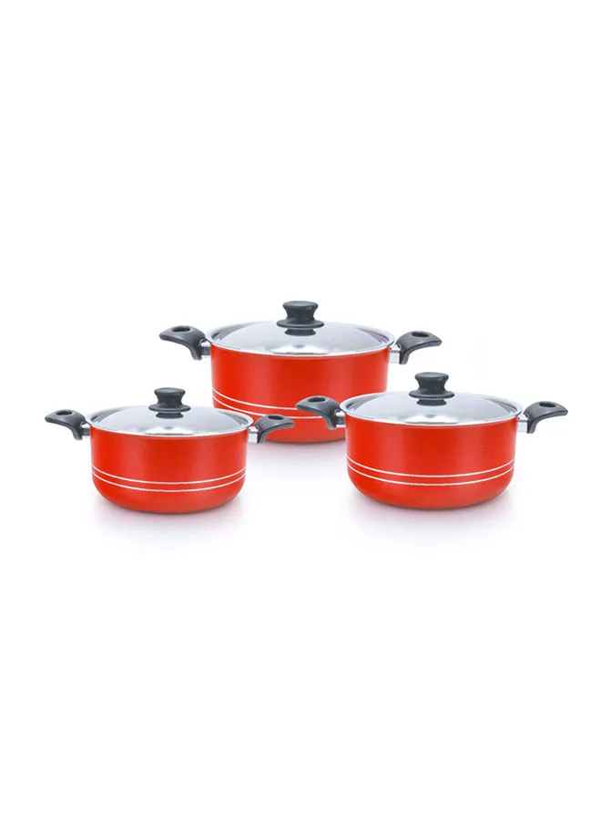 TRUEVAL 6 Pieces Cookware Set Red 16/20/24cm