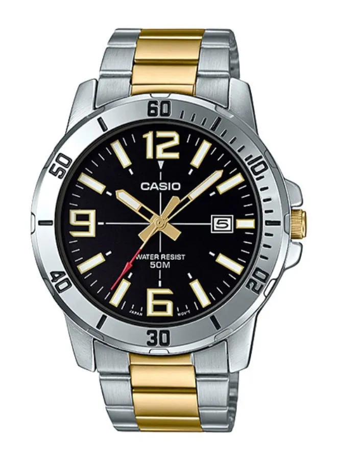 CASIO Men's Stainless Steel Round Shape Analog Watch MTP-VD01SG-1BVUDF - 45 mm - Gold/Silver