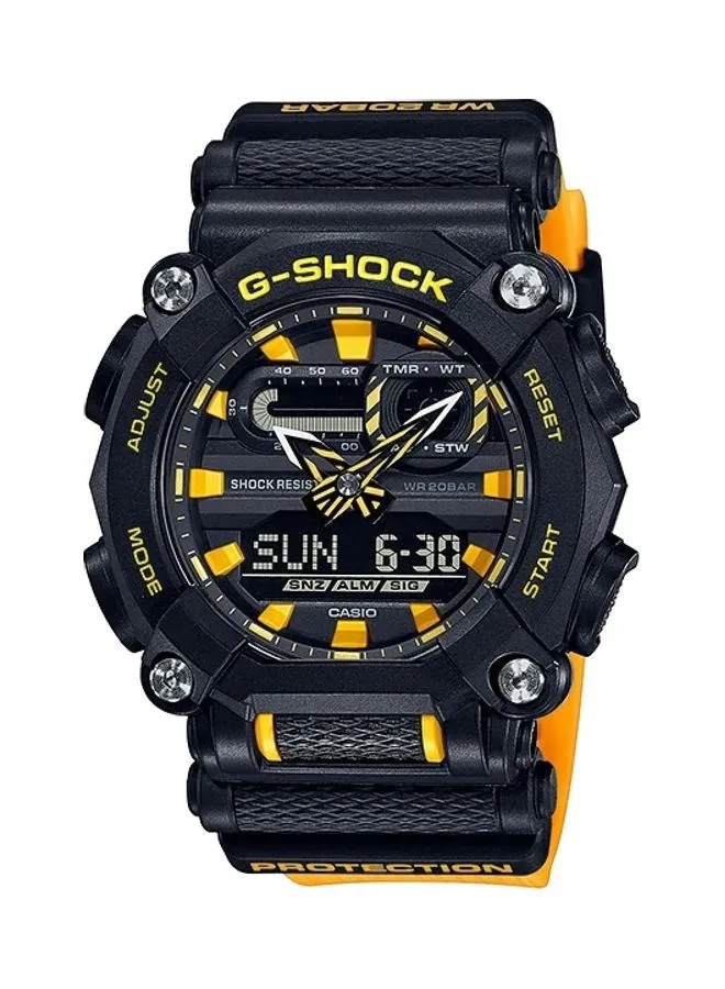 G-SHOCK Men's Round Shape Resin Band Analog & Digital Wrist Watch 52 mm - Yellow - GA-900A-1A9DR 