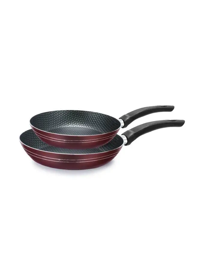 TRUEVAL 2-Piece Teflon Non-Stick Frying Pan Set Dark Red 16,22cm