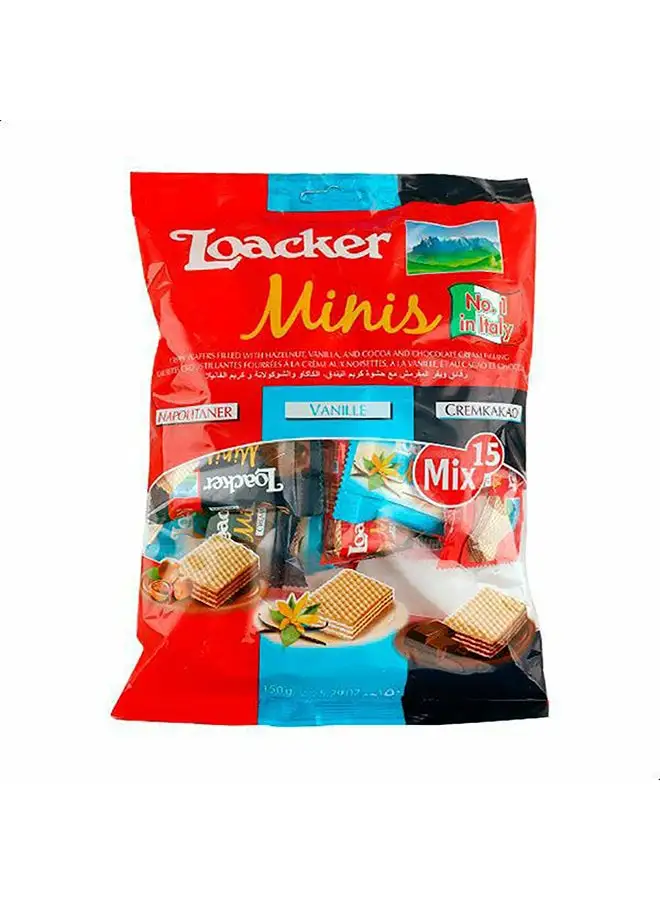 Loacker 15-Piece Mini Wafers Hazelnut Vanilla Chocolate 150grams