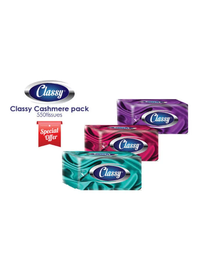 CLASSY Facial Tissues Cashmiere - 550 Tissues - Pack of 3 White