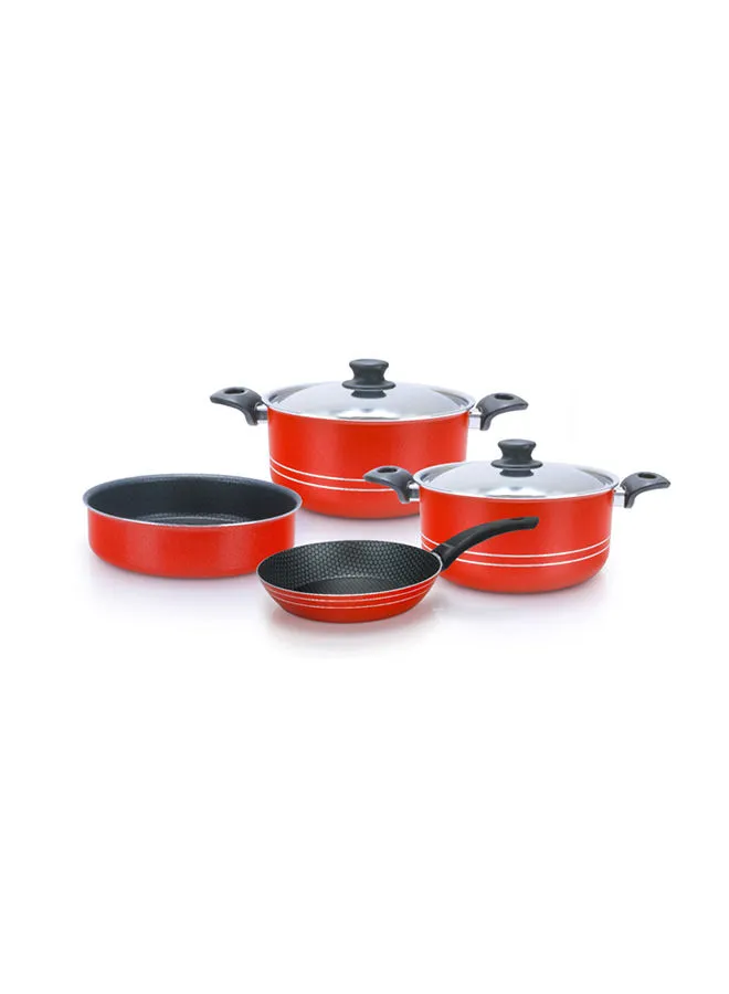 TRUEVAL 6 Pieces Cookware Set Red 18/22/22/24cm