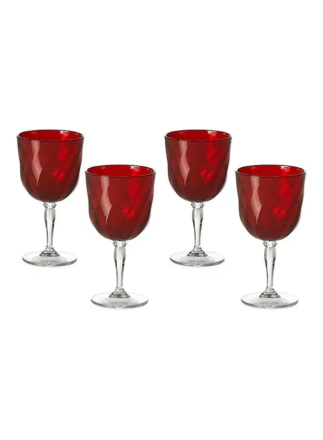 OMADA 4-Piece Diamond Glass Wine Set Red/Clear 8.5x8.5x15.8cm