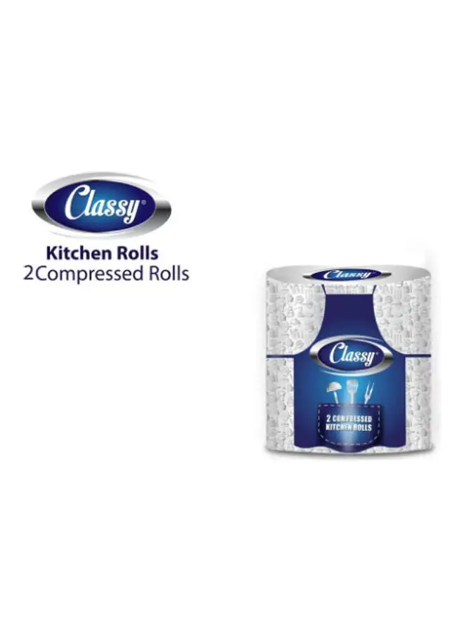 CLASSY Compressed Kitchen roll Pack of 2 White