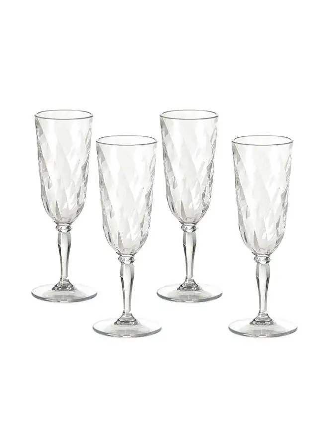 OMADA 4-Piece Diamond Champagne Flutes Set Acrylic Clear 17.5 CL