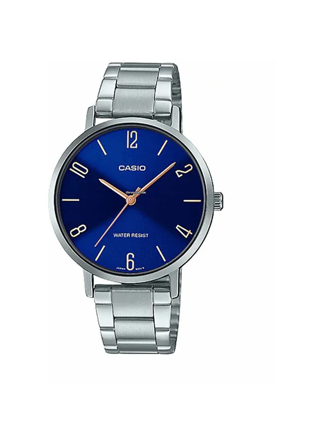 CASIO Women's Stainless Steel Analog Wrist Watch Ltp-vt01d-2b2udf Blue - 34 mm - Silver