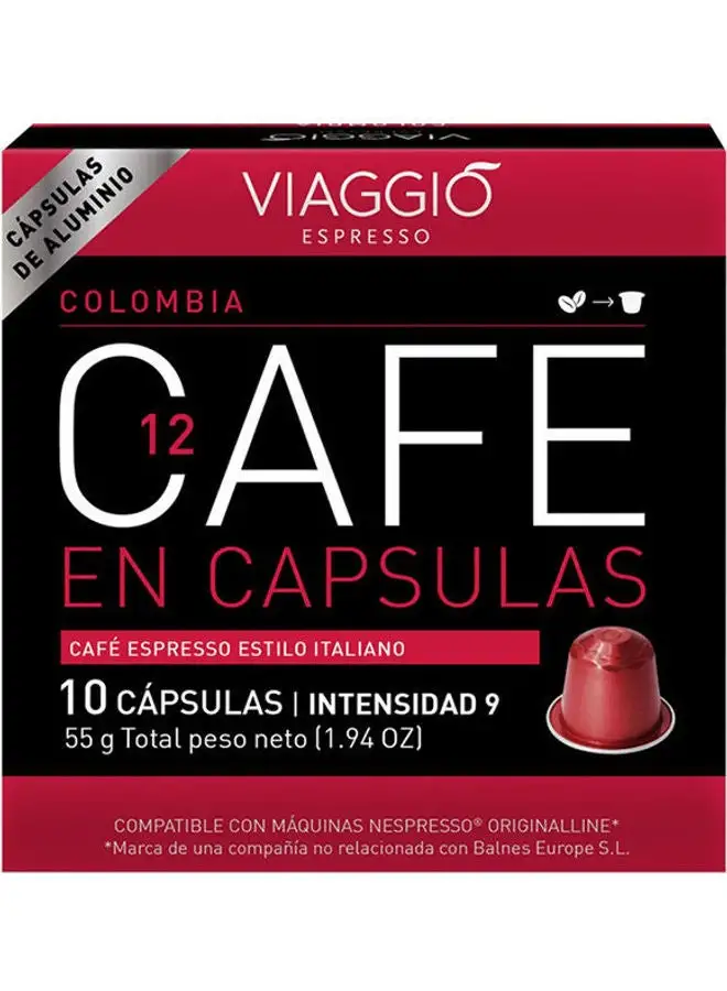 VIAGGIO ESPRESSO Espresso-12 Colombia - Intensidad 9- 10 Caps 55grams