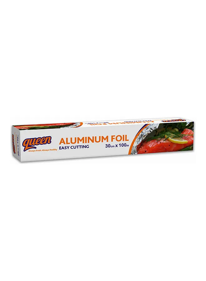 Queen Aluminium Foil With Cutter Silver 30x10000centimeter