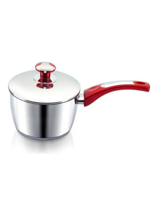 Zahran Optima Colour Stainless Steel Sauce Pan Silver-Red 18cm